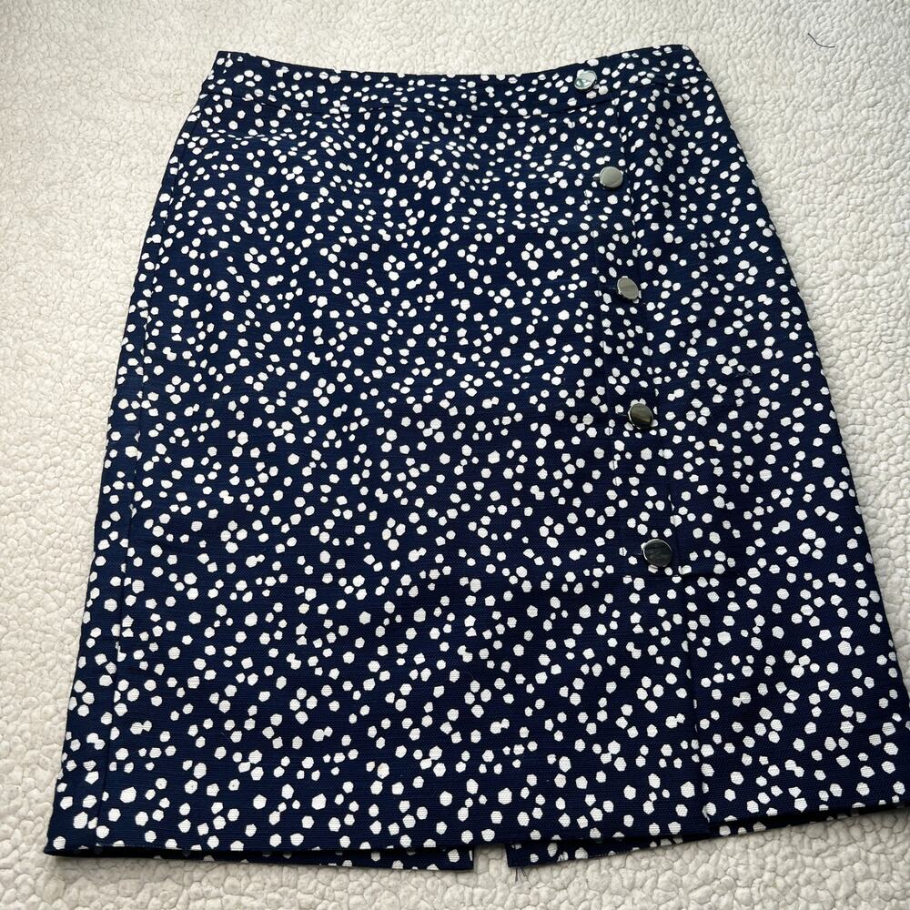 Talbots Blue White Polka Dot Pencil Skirt Size 4